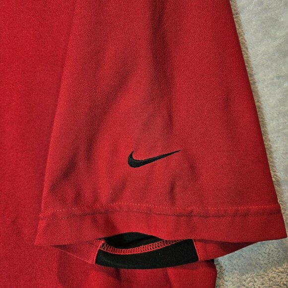 Nike Golf Polo Shirt Mens L Red Black color block Dri-Fit office athletic golf - Picture 6 of 12